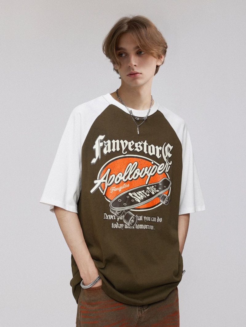 Vert  T Shirts Aelfric Eden Vintage Skateboard Print Tee - MPY-0668274